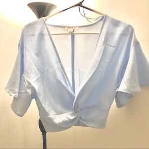 Baby blue twist crop top